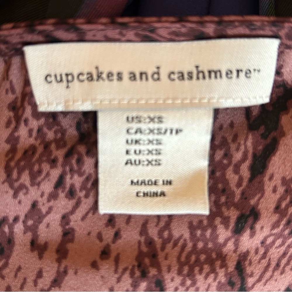 Cupcakes and Cashmere Purple Python Print Wrap Blouse NWOT - Picture 5 of 5
